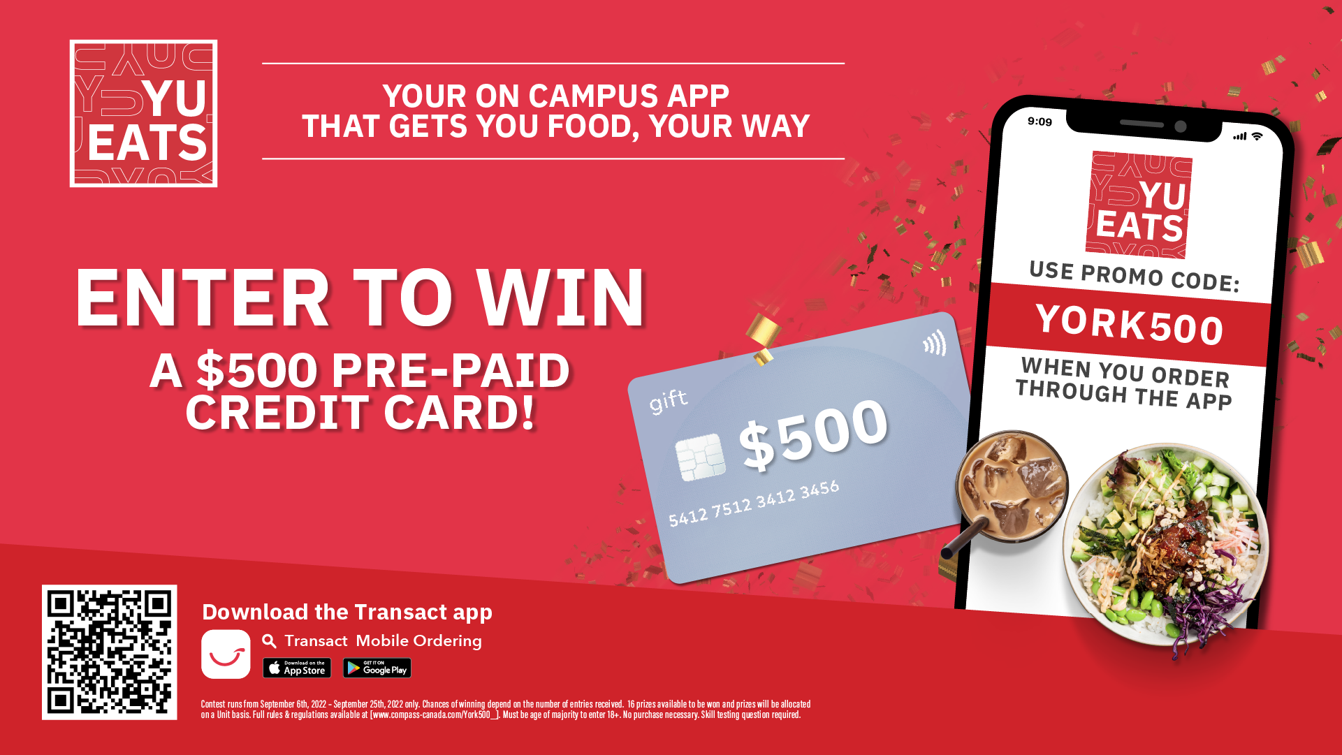 YU Eats horizontal digital display ad for campus screens