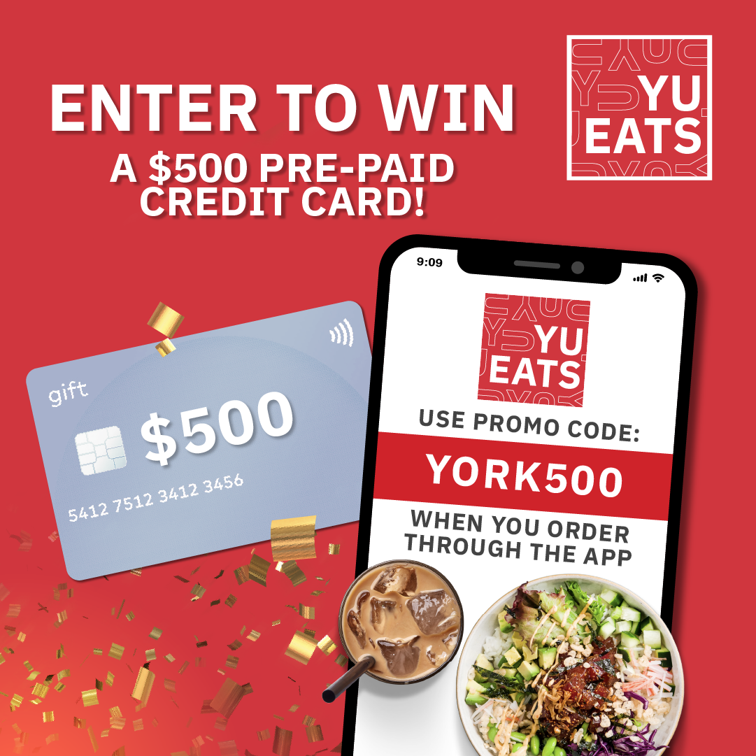 YU Eats social media content — contest promotion with brand pattern