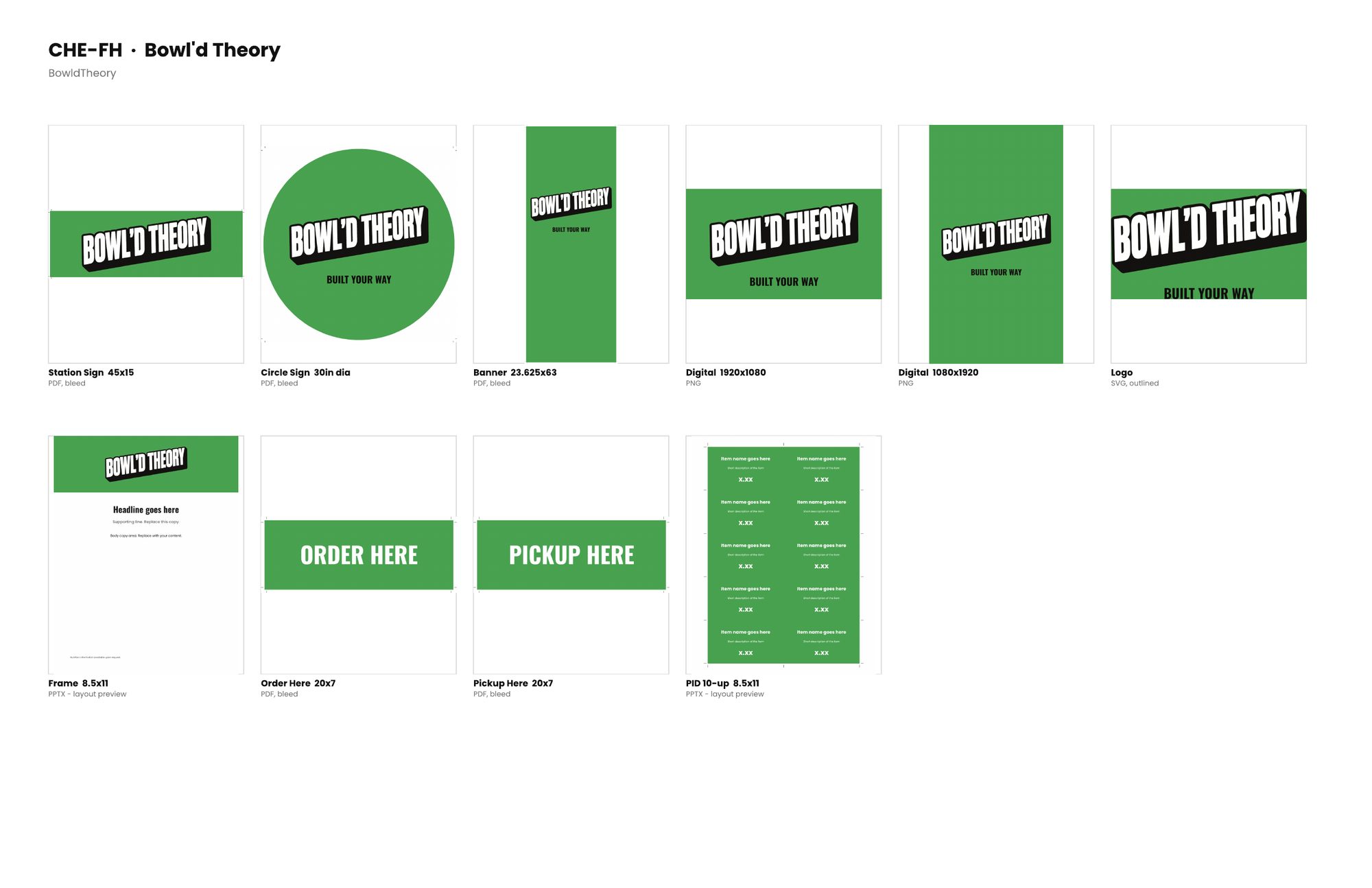 Review sheet: the full Bake Shop kit in the food hall identity