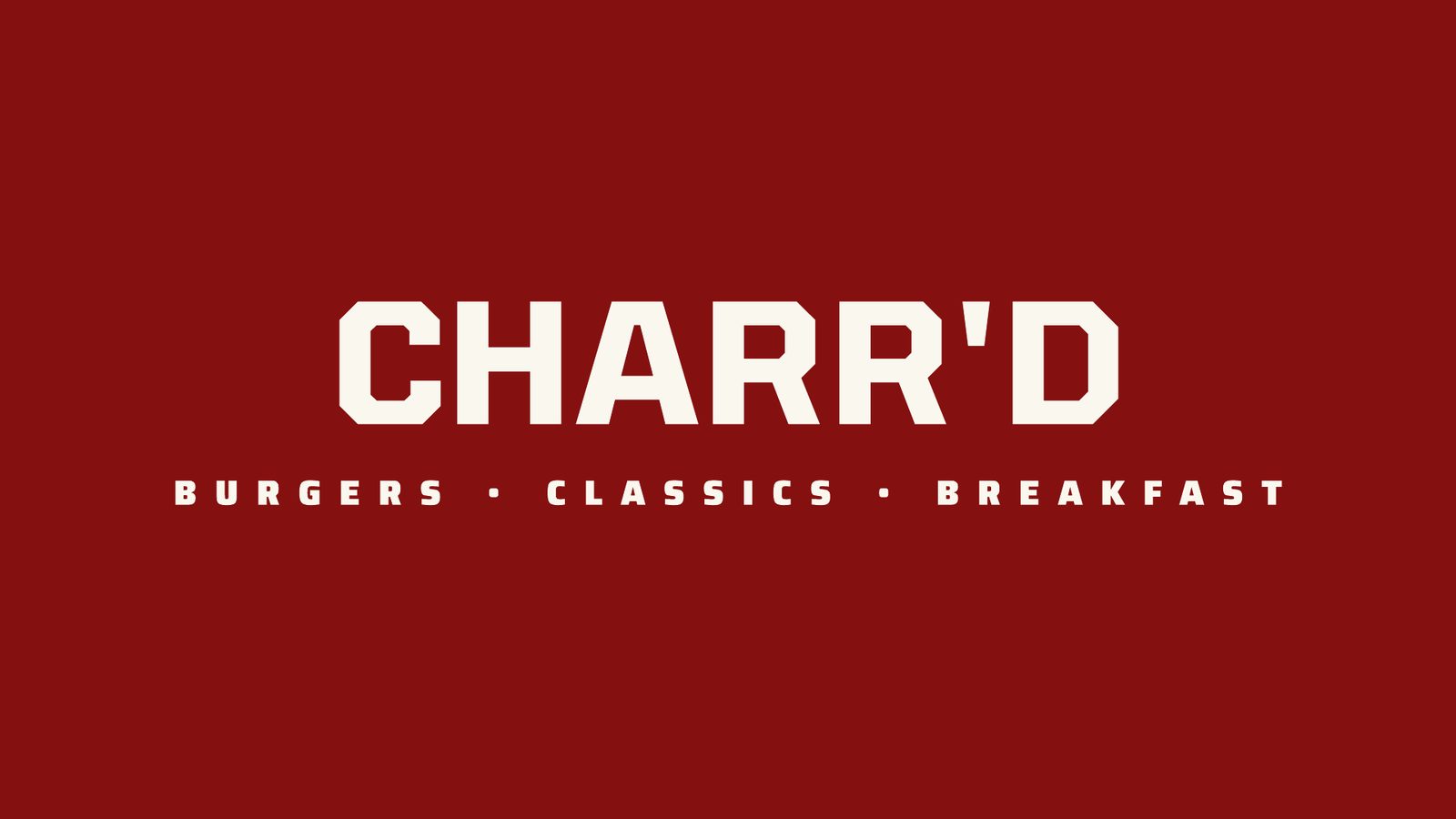 Grill House station sign, Charr'd, red identity